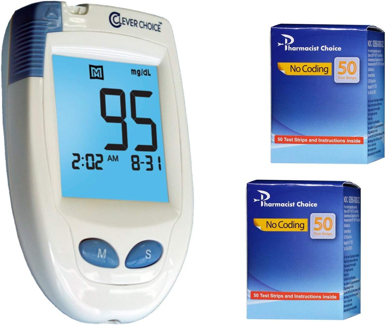 HD Blood Glucose Meter with Pharmacist Choice 100 Test Strips for Glucose Monitor