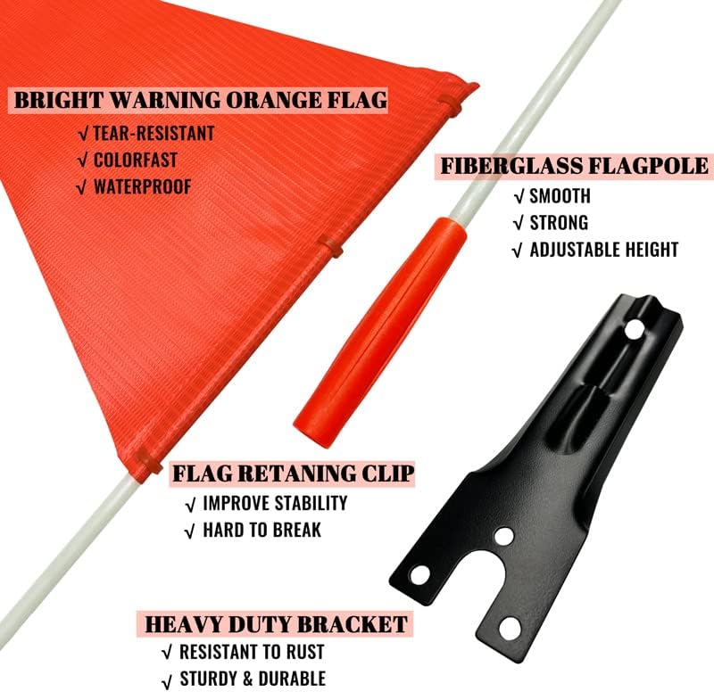 Bike Flags with Pole for Safety American Flag Height Adjustable Flagpole | Orange Bicycle Flag Full Color Tear-Resistant Waterproof, Heavy Duty Fiberglass Pole for Wheelchair and Golf Car
