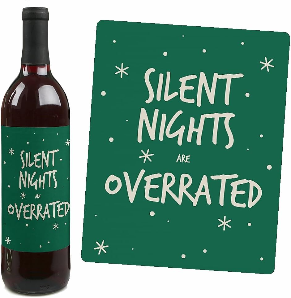 Big Dot of Happiness Ugly Sweater - Holiday and Christmas Wine Bottle Label Stickers - Set of 4