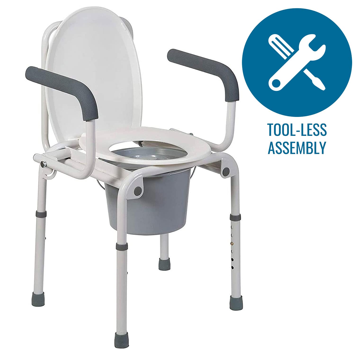 DMI Portable Toilet for Adults, Deluxe Commode For The Elderly, FSA HSA Eligible, Drop Arm Commode For Easy Transfers