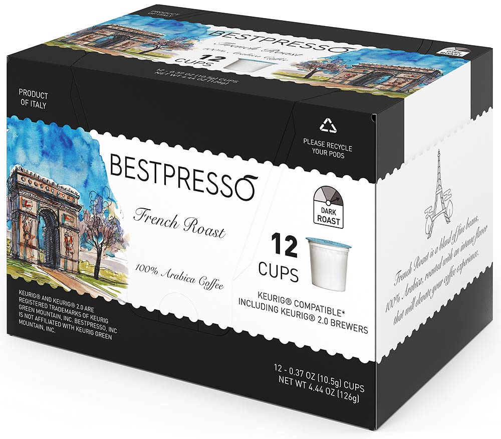 Bestpresso Coffee, Donut Shop Medium Roast Single Serve K-Cup Pods, 96 Count (Compatible With 2.0 Keurig Brewers) 8 Packs Of 12 Cups
