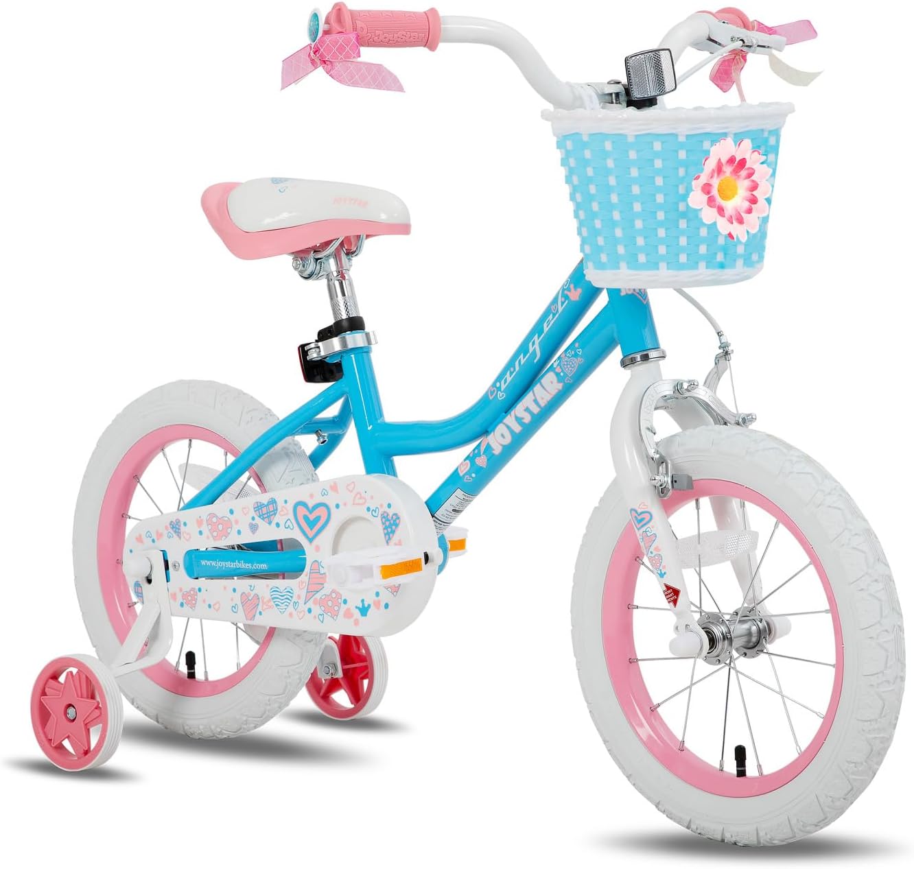 JOYSTAR Angel Girls Bike for Toddlers and Kids Ages 2-12 Years | 12-20 Inch Kids Bike with Training Wheels & Basket, 20 24“ Bicycle with Kickstand
