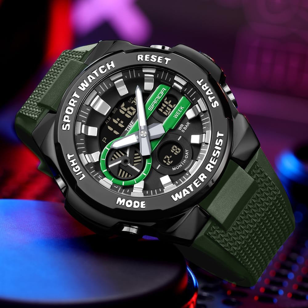 FANMIS Men's Digital Sport Watch Military LED Alarm Waterproof Quartz Watch | Tactical Outdoor Sport Watch Multi Function Led Display Alarm Stopwatch Date Quartz Rugged Style Daily Water Resistance