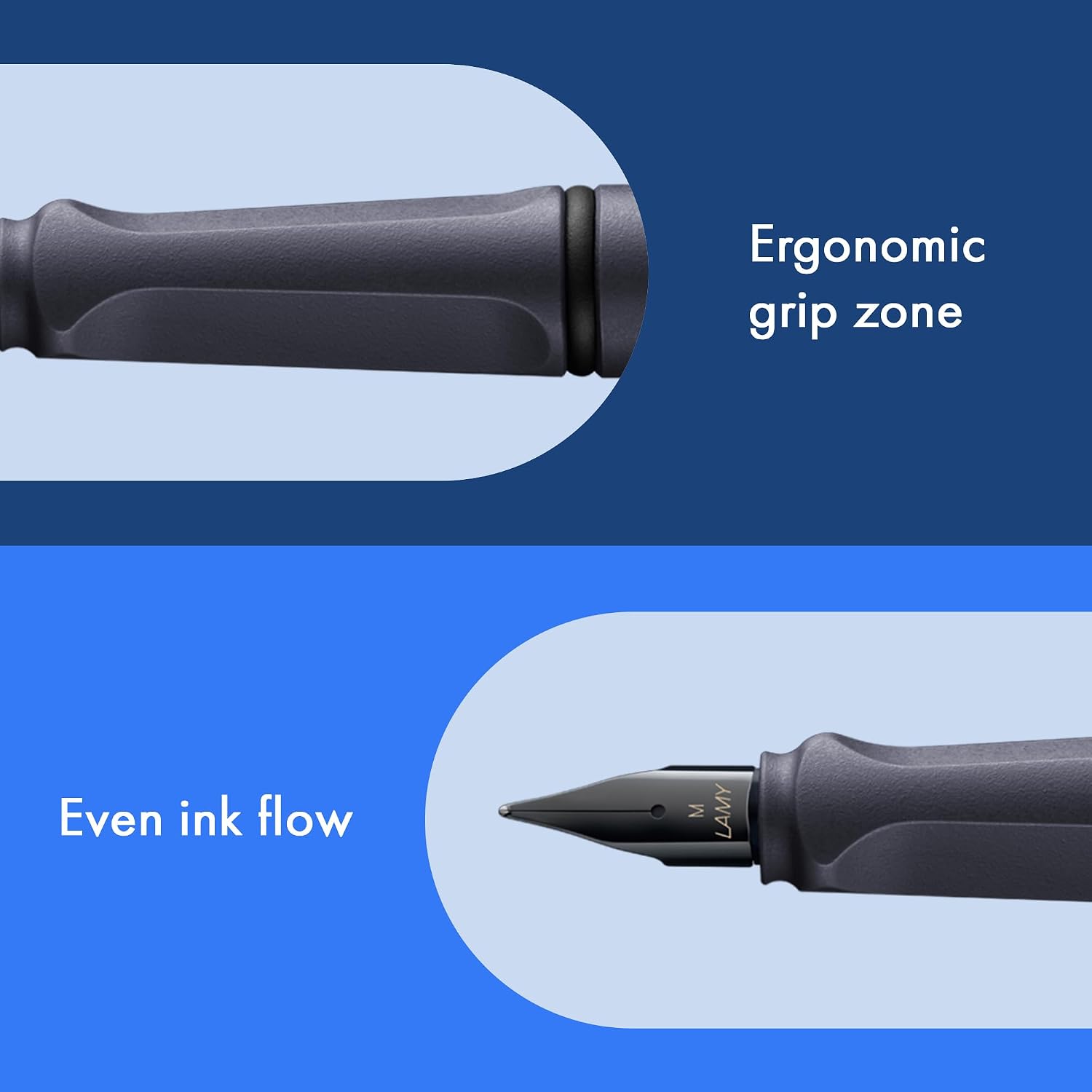 LAMY safari umbra - Fountain Pen with ergonomic grip & polished steel nib in size F - ideal for any Writing & Calligraphy - including LAMY T 10 blue cartridge - Right-Handed
