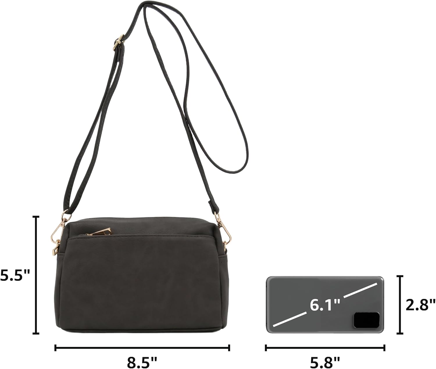 Triple Zip Small Crossbody Bag