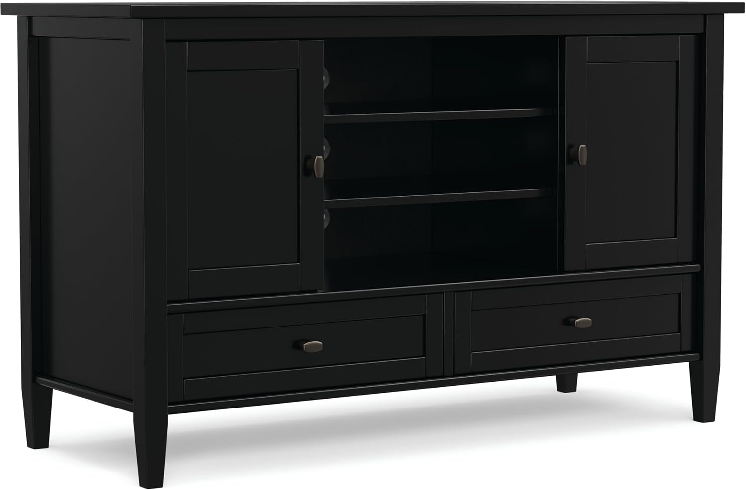 SIMPLIHOME Warm Shaker 47" Wide Solid Wood TV Stand in Light Golden Brown