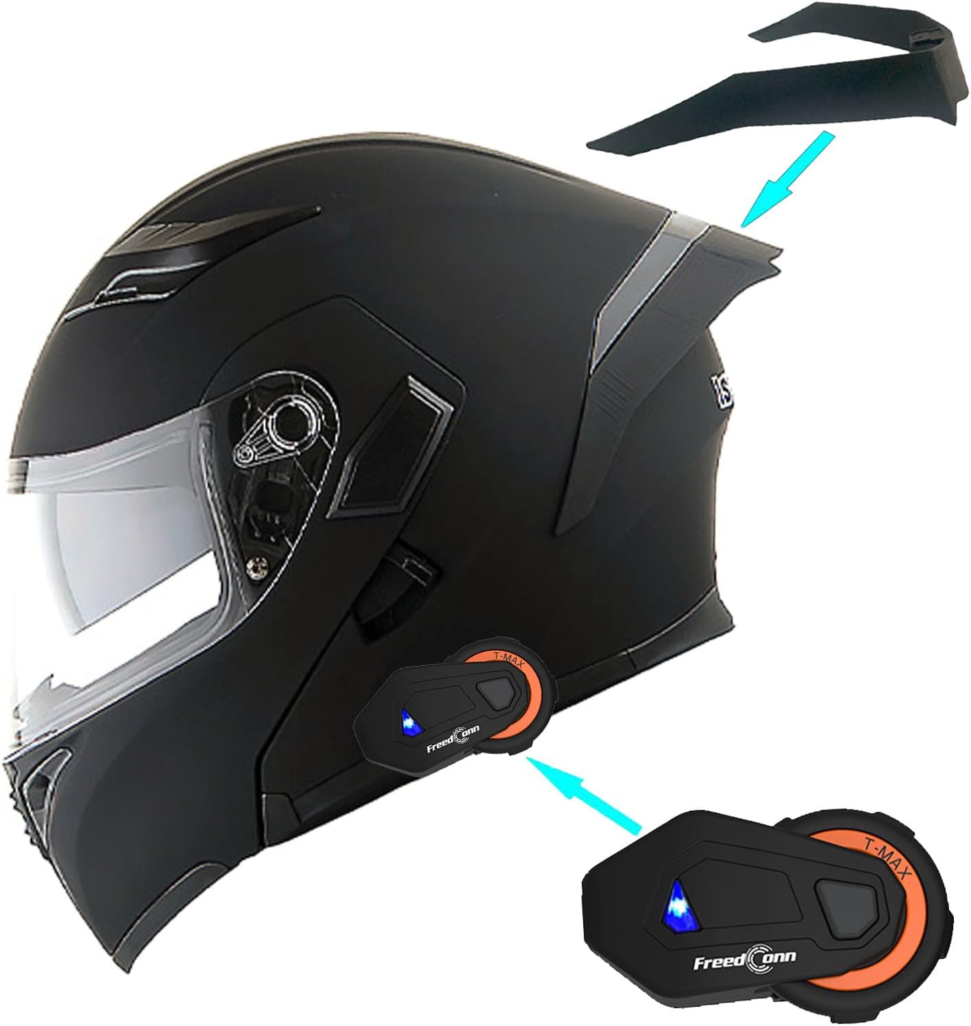 1Storm Motorcycle Modular Full Face Helmet Flip up Dual Visor Sun Shield: HB89