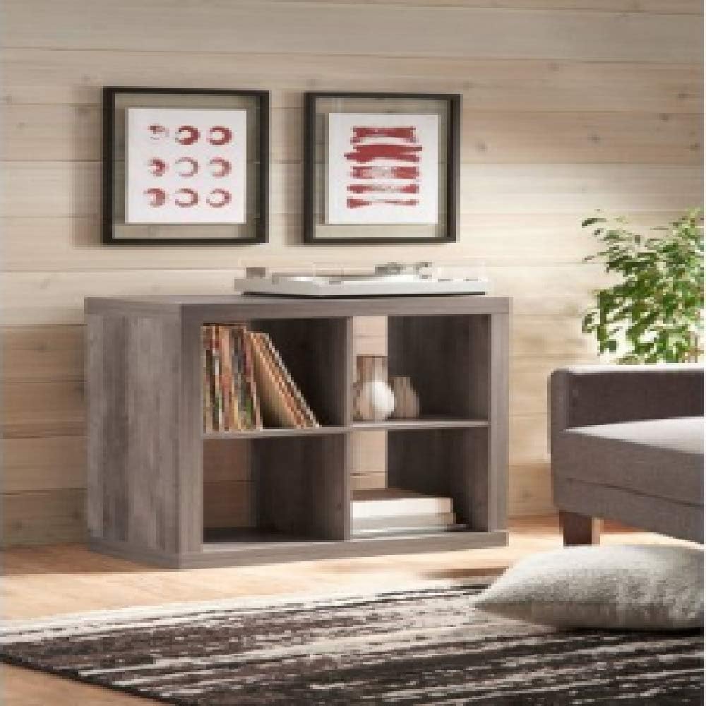 Better Homes and Gardens.. Bookshelf Square Storage Cabinet 4-Cube Organizer (Weathered) (Rustic Gray, 4-Cube)-L8