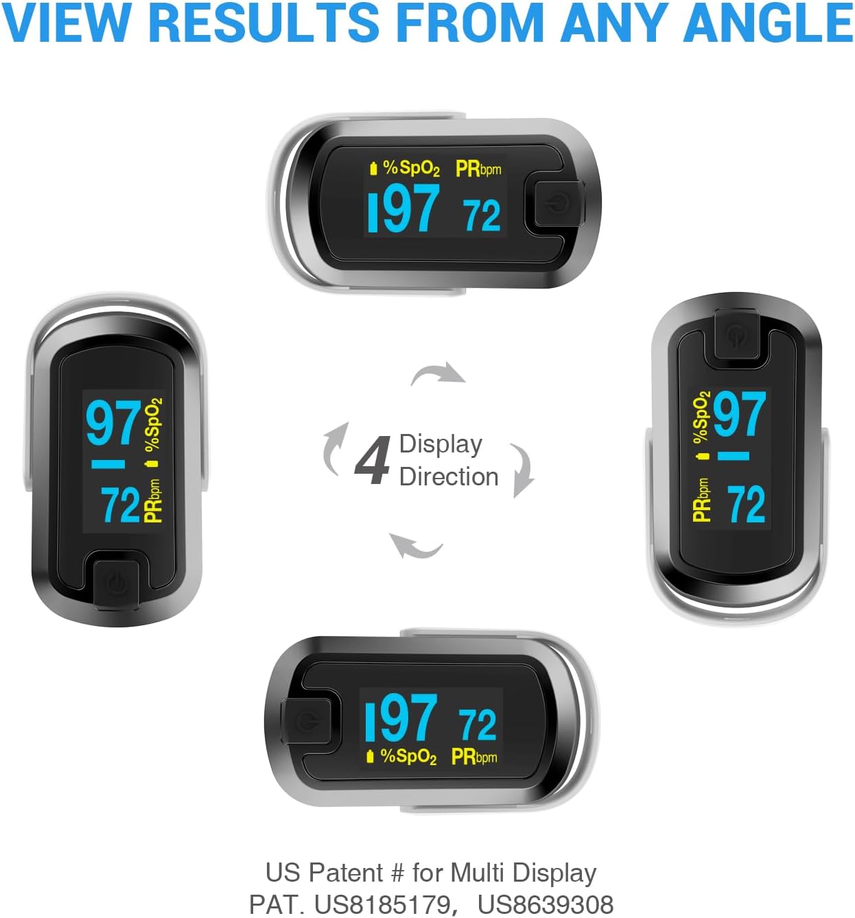 OLED Finger Pulse Oximeter, O2 Meter, Dual Color White/Black