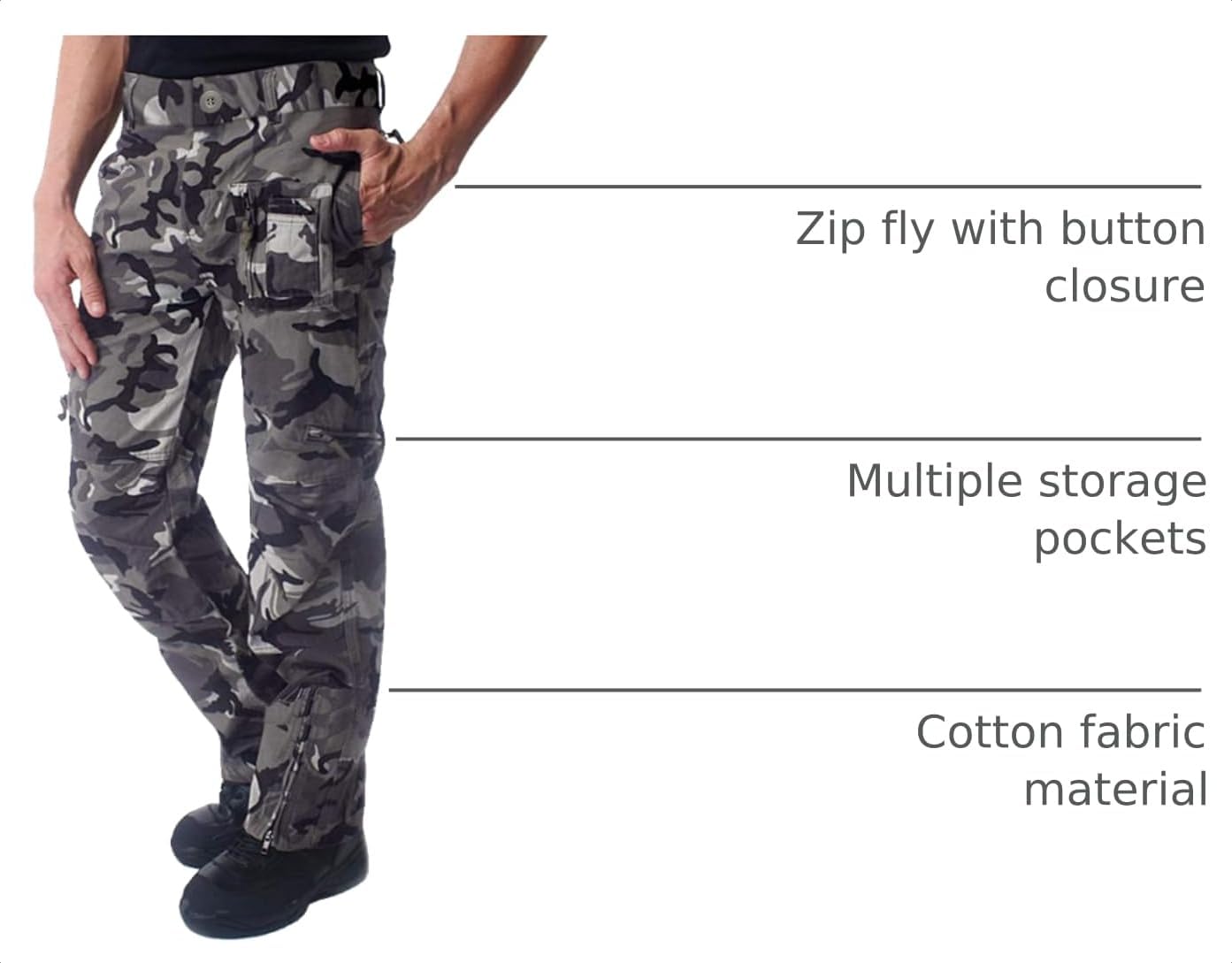 CRYSULLY Mens Tactical Cargo Pants Ripstop Cotton Military Hiking Work