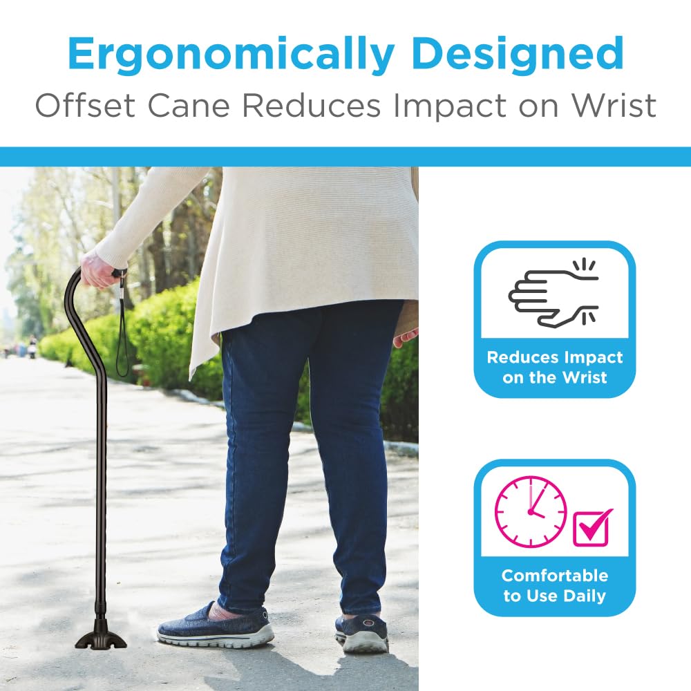 Nova Joy Designer Offset Quad Cane for Seniors - Unisex Adjustable Lightweight Walking Aid with Foam Handle, Wrist Strap and Anti-Rattle Lock - Essential Mobility Support - Maui Flowers