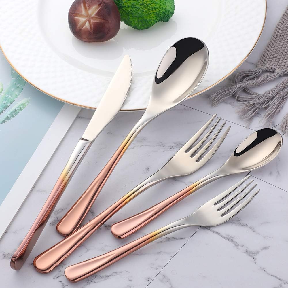 Silverware Set Stainless Steel 20 Piece Flatware Set Kitchen Cutlery Heavyweigh Utensil Service for 4 Include Knife Fork Spoon, Mirror Finish