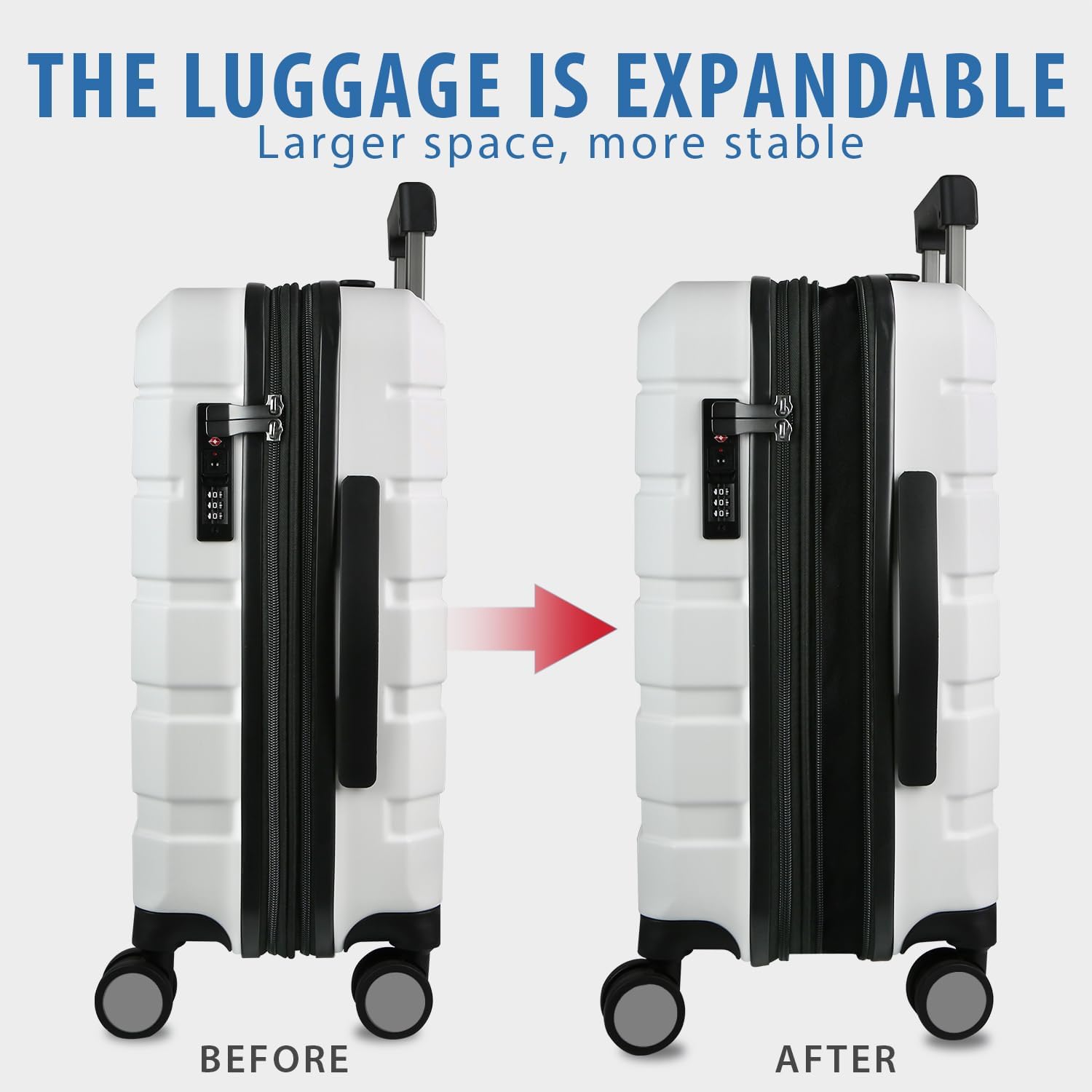 KROSER Hardside Expandable Carry On Luggage with Spinner Wheels & Built-in TSA Lock, Durable Suitcase Rolling Luggage with USB Port, Carry-On 20-Inch