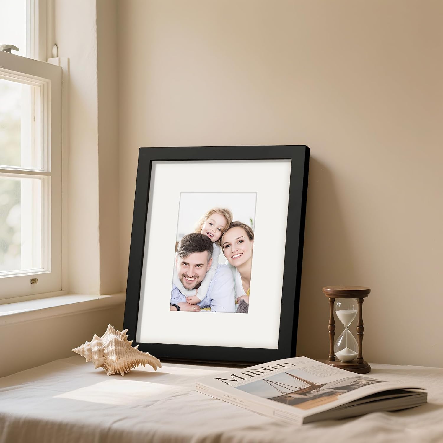 Picture Frames 8x8 2 Pack Made of Solid Wood Black for Wall Mounting and Tabletop Display