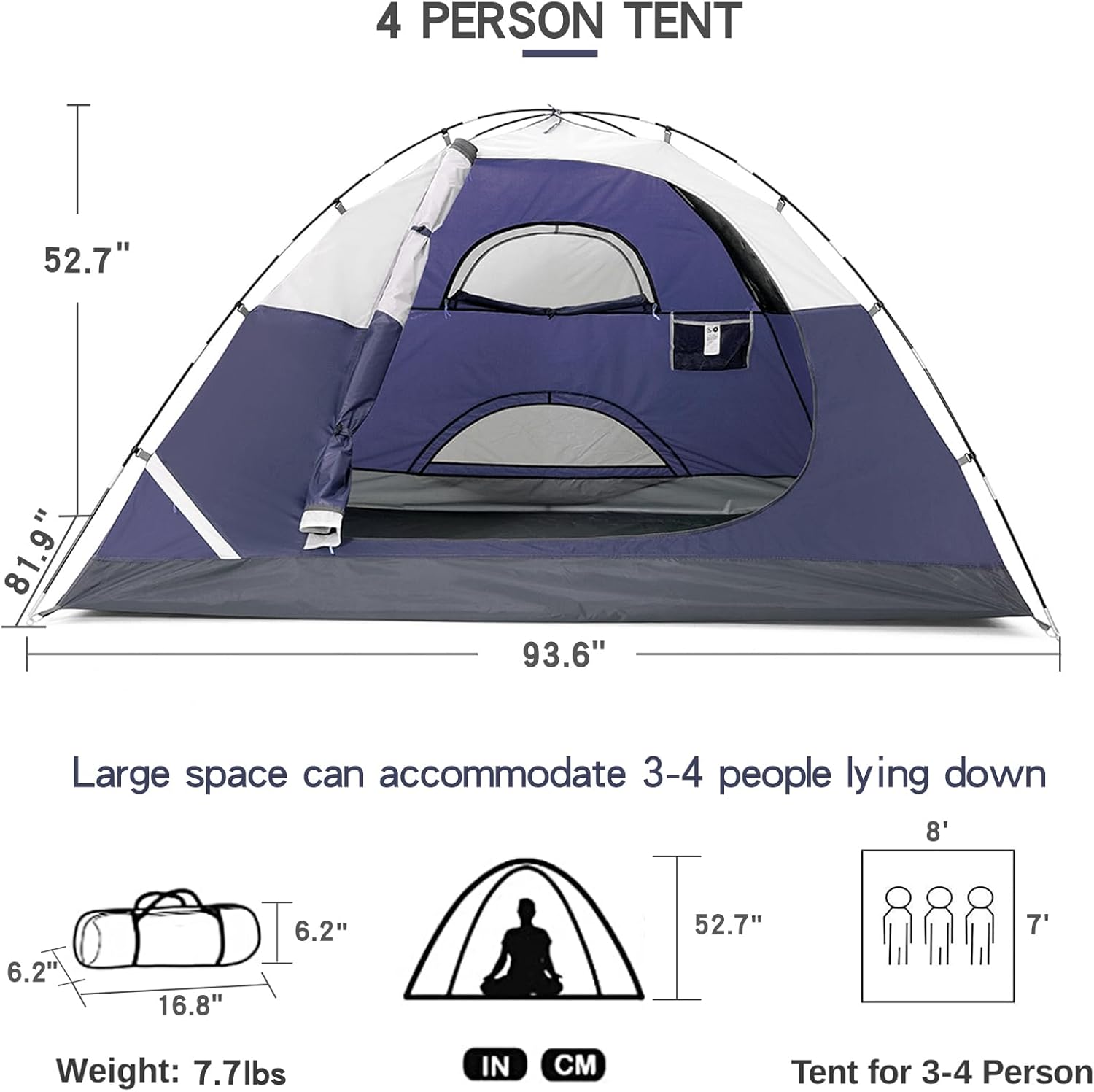 CAMEL CROWN Tents for Camping 2/3/4/5 Person Camping Dome Tent, Waterproof,Spacious, Lightweight Portable Backpacking Tent for Outdoor Camping/Hiking