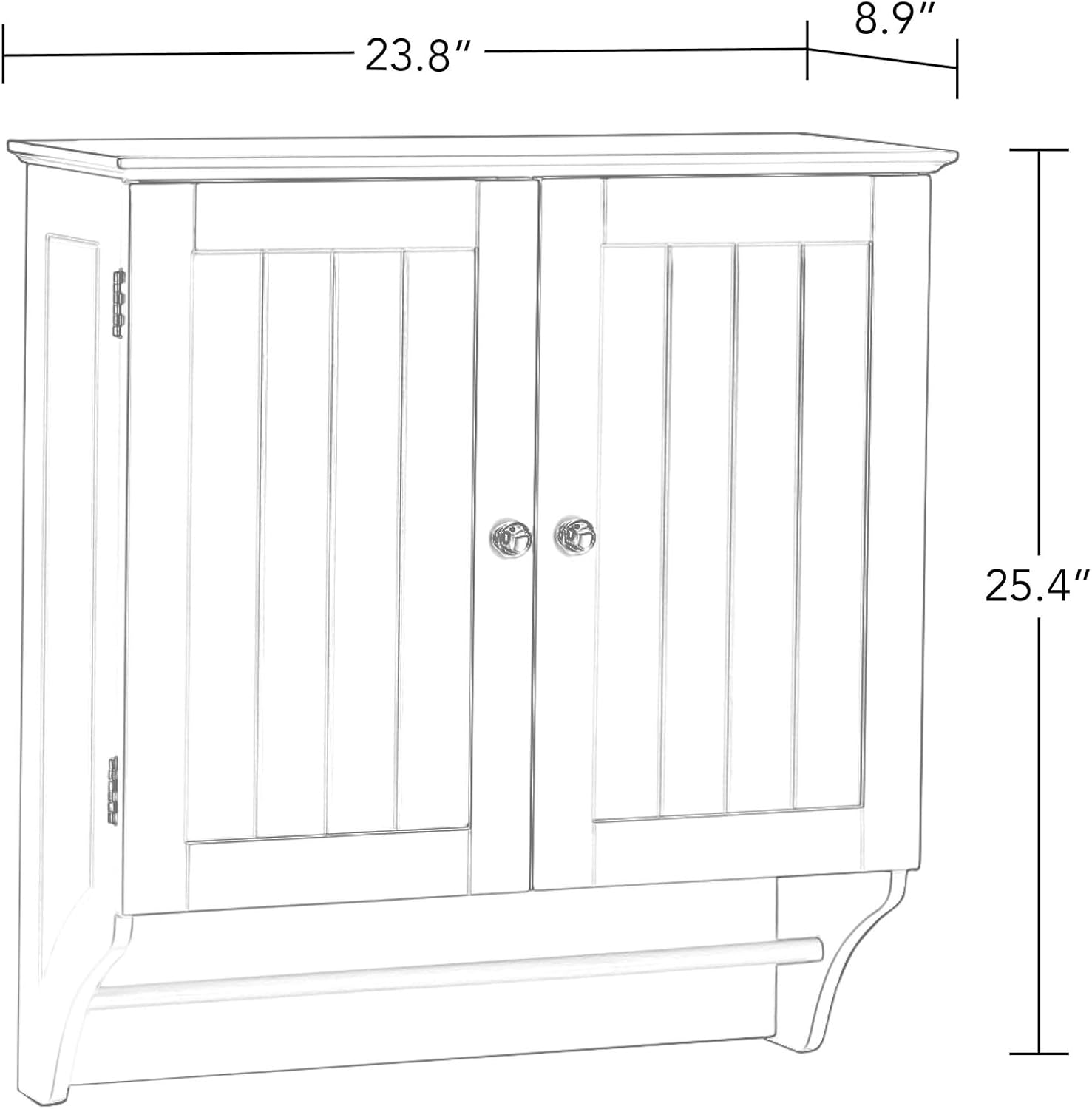 RiverRidge Ashland Collection Two-Door Wall, Gray Cabinet, Grey | Space-Saving Bath Storage Cabinet, Pine Wood Towel Rack, Painted MDF Shelf