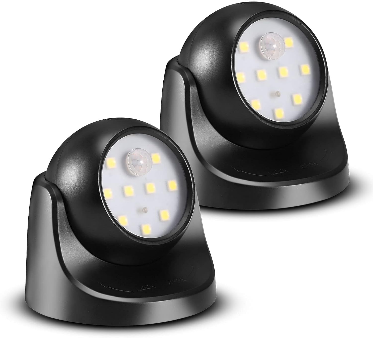 6000K Battery Motion Sensor Light Outdoor Waterproof Wireless LED Battery Powered Wall Light Auto On/Off Night Light 2 Pack Cool White