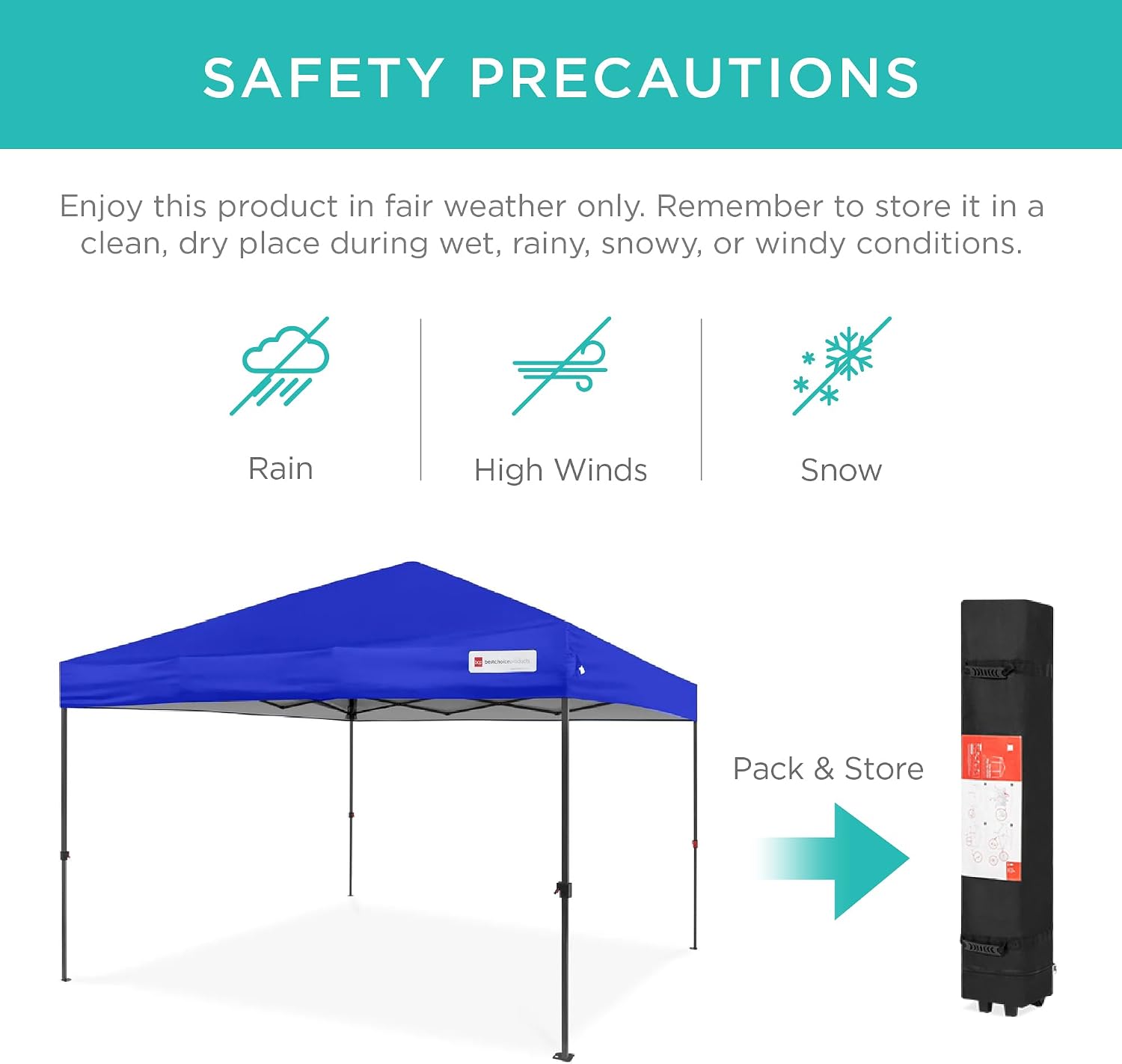 Best Choice Products 10x10ft Pop Up Canopy Tent, Outdoor Shade, 1 Person 1 Minute Set Up, Carry Case, 4 Weight Bags - White