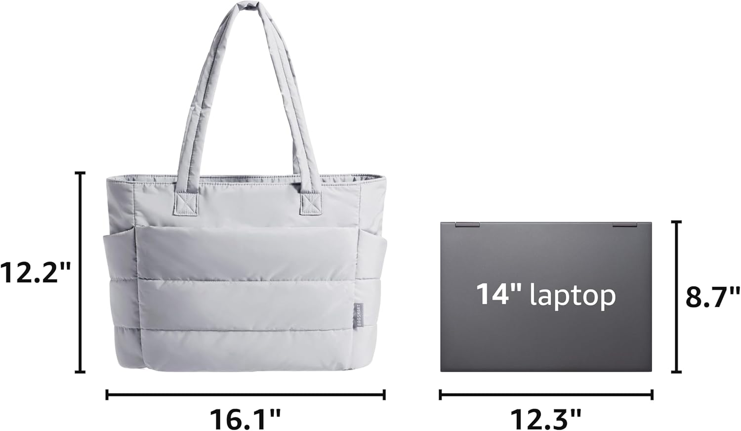 BAGSMART Tote Bag for Women, Lightweight Puffy Tote Bag with Compartments Shoulder Bag Handbag for Travel, Work, Gym | Lightweight