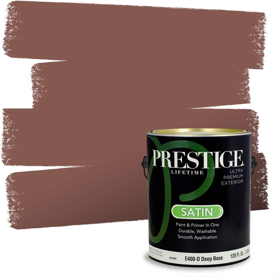 PRESTIGE Paints Exterior Paint and Primer In One, 1-Gallon, Semi-Gloss, Comparable Match of Sherwin Williams* French Roast*