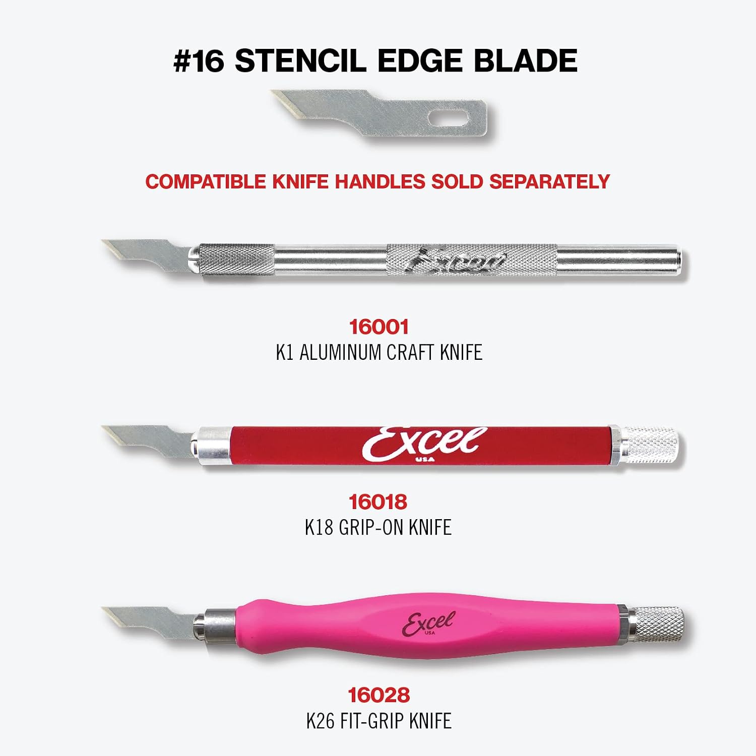 Excel Blades #16 Angled Stencil Edge Replacement Blades – 100-Pack High Carbon Steel Blades for Precision Cutting