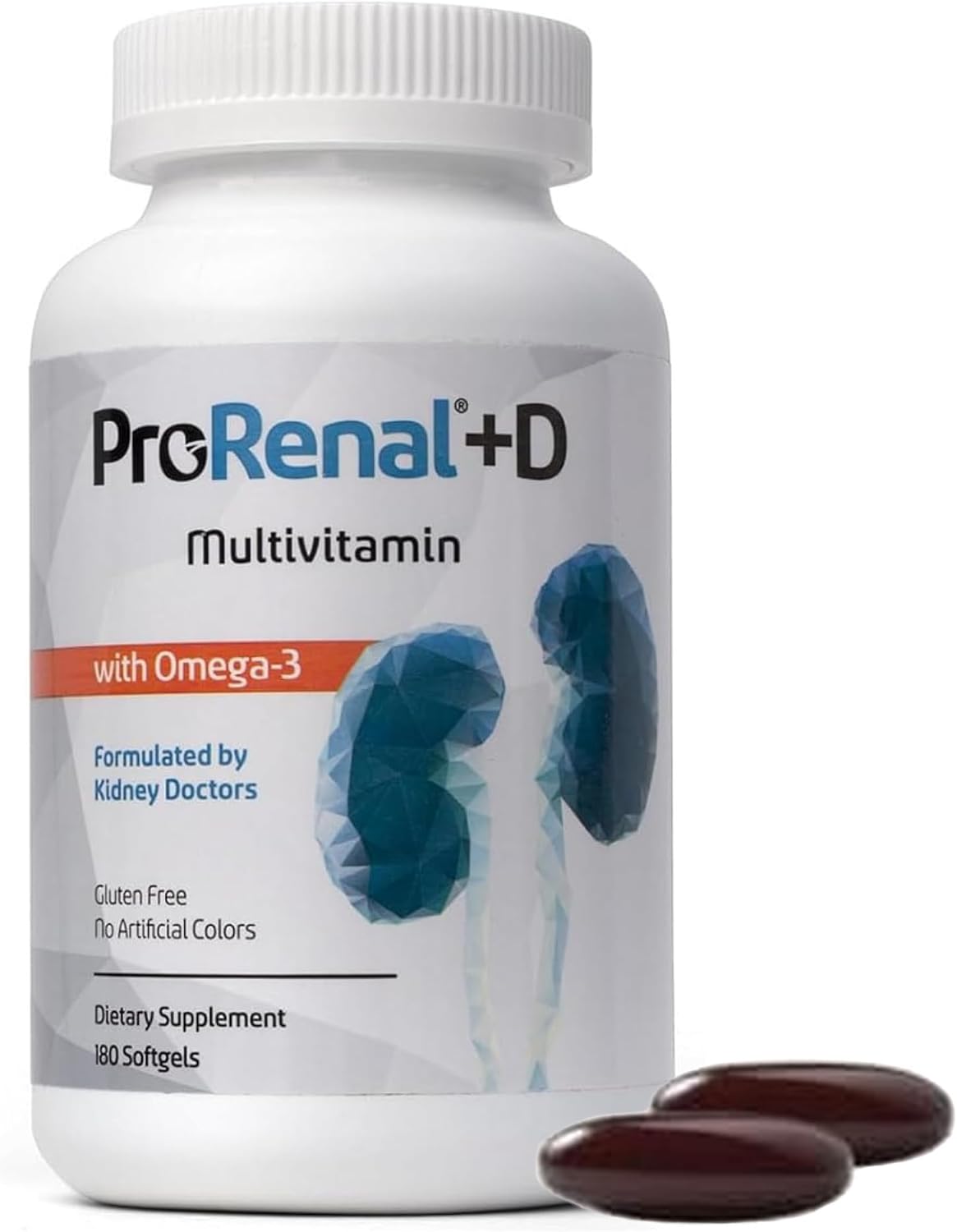 ProRenal+D with Omega-3 Fish Oil Kidney Multivitamin 180 Softgels 90-Days