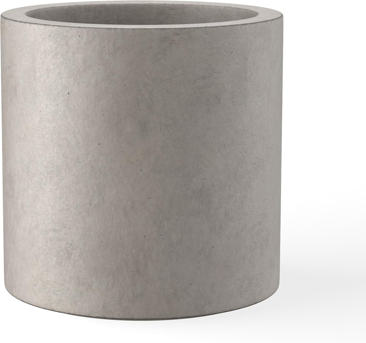 Kante Large Round Cylinder Charcoal Concrete Planter 15.8" Tall, Outdoor