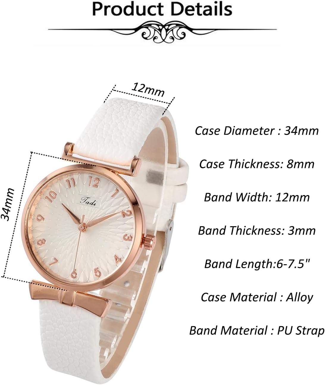Top Plaza Ladies Classic Leather Analog Quartz Watch | Women Easy Read Arabic Numerals Watches Casual Dress Wrist Watch,Rose Gold Case