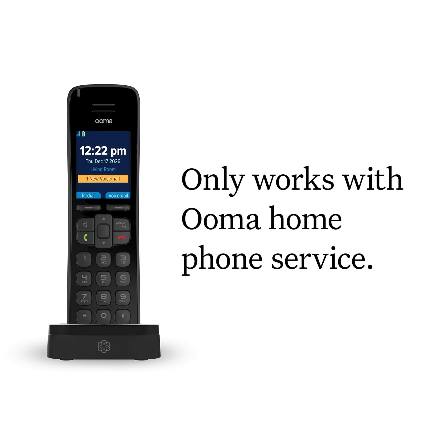 Ooma HD3 Handset Cordless with Caller-ID and HD Voice Quality. Exclusively for Ooma Telo VoIP Home Phone Service