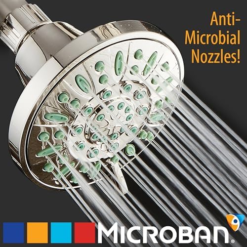 AquaDance Antimicrobial/Anti-Clog High-Pressure 6-setting Shower Head, Microban Nozzle Protection from Growth of Mold