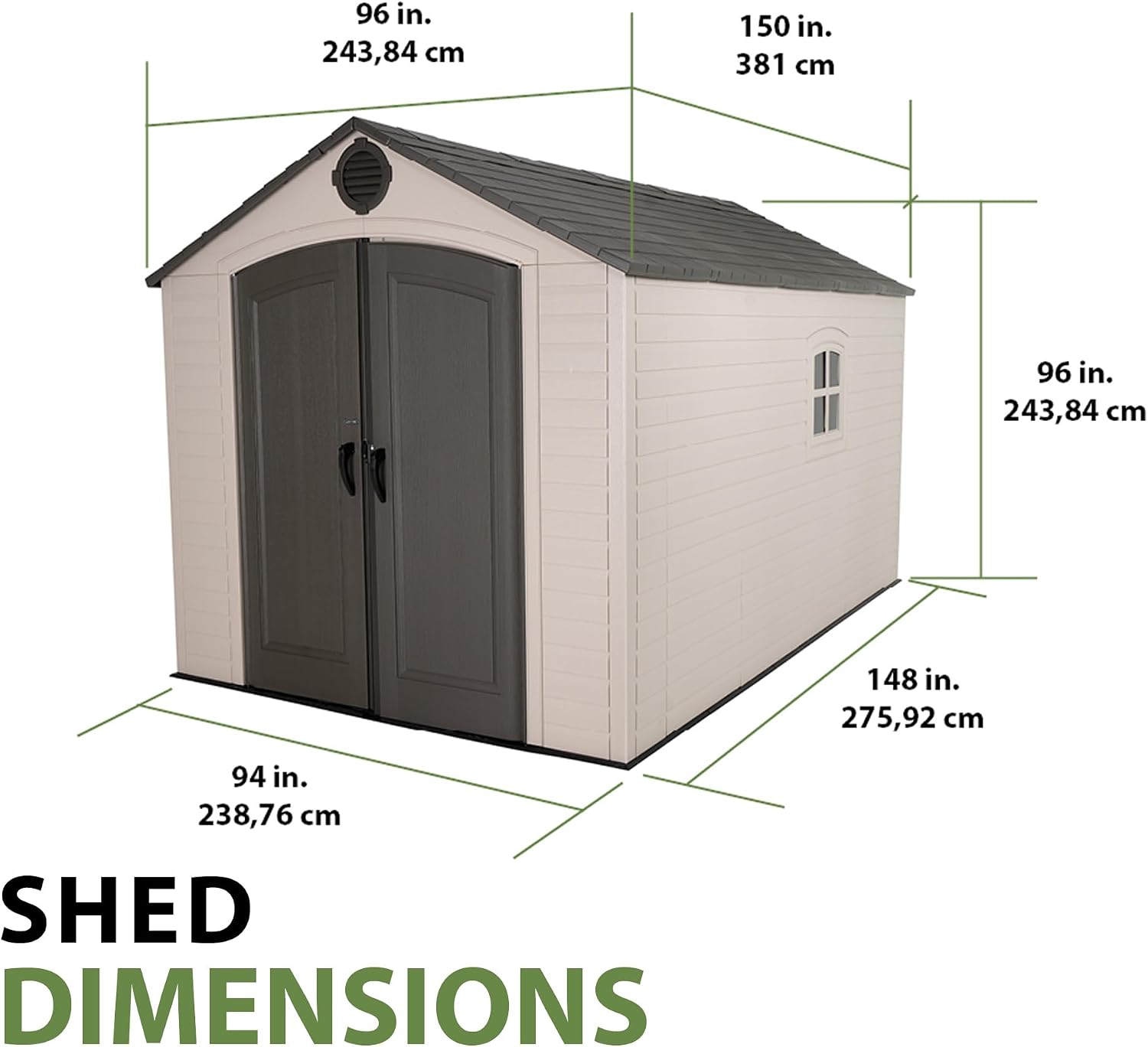 Lifetime 6402 Outdoor Storage Shed, 8 by 12.5 Feet; 2 windows