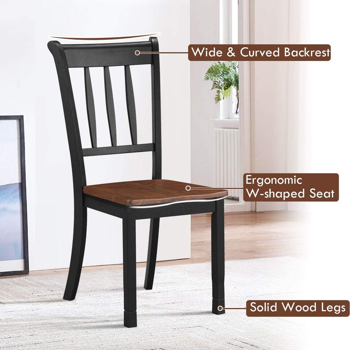 GIANTEX Wood Dining Chairs Set of 2, Armless Kitchen Chairs