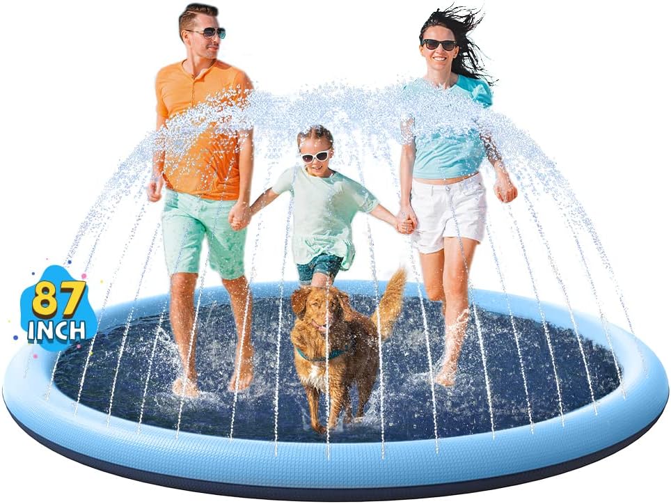 VISTOP 67" Non-Slip Splash Pad for Kids and Dogs, Thickened Sprinkler Pool for Toddlers, Outdoor Backyard Water Toys, Fun Fountain Play Mat for Babies