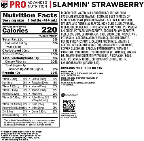Muscle Milk Pro Advanced Nutrition Protein Shake, Knockout Chocolate, 14 Fl Oz Bottle, 12 Pack, 40g Protein, 1g Sugar, 16 Vitamins & Minerals, 6g Fiber, Workout Recovery, Packaging May Vary