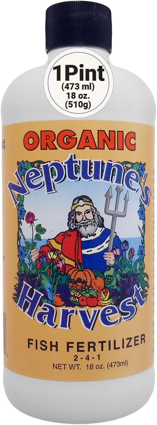 Neptune's Harvest Fish Fertilizer (2-4-1) - Organic Liquid Plant Fertilizer - Fish Hydrolysate for Vegetables, Flowers, Fruit, Trees, Grass - Indoor and Outdoor Plant Food (Gallon)