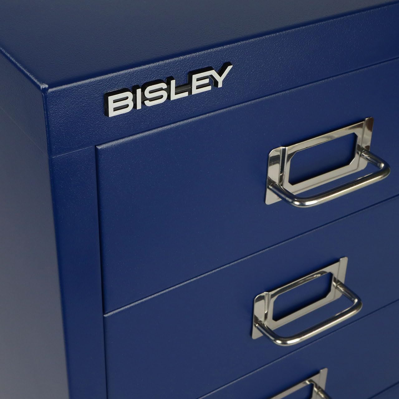 5-Drawer Steel MultiDrawer Cabinet - Orange, by Bisley | Chrome Pull Handles with Label Holders, Powder-Coated Steel, Removable Drawers, Desktop Storage, Labels Included