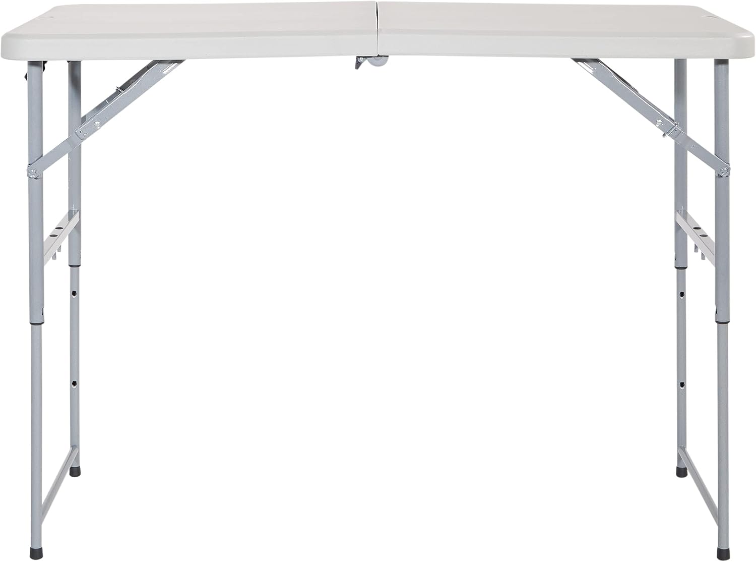 Office Star Resin Multipurpose Rectangle Table, 4-Feet Long, Height Adjustable, Center Folding Table, Light Gray