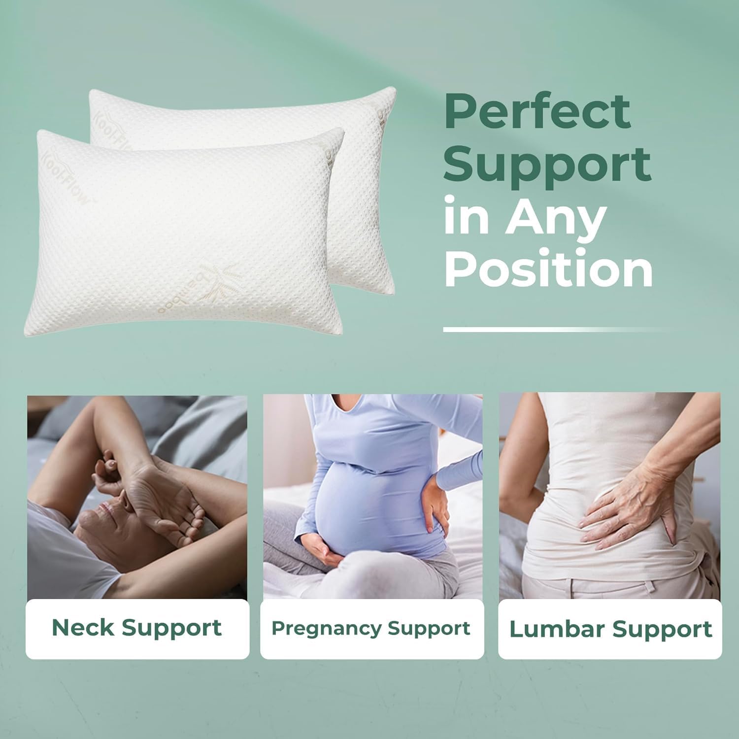 Snuggle-Pedic Adjustable Memory Foam Pillows - GreenGold Certified Pillow w/ Viscose of Bamboo Cover for Side, Stomach & Back Sleepers - Made in the USA - Standard