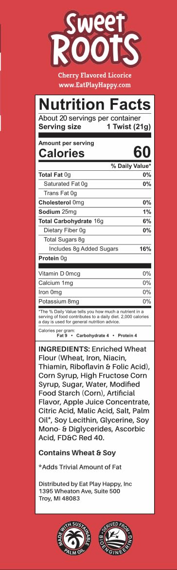 Sweet Roots Black Licorice Twists – 1 Bag (16 oz) – Jumbo Size Candy Sticks | Vegan, Fat Free, Kosher | Soft Gourmet Licorice Candy with Classic Black Licorice Flavor