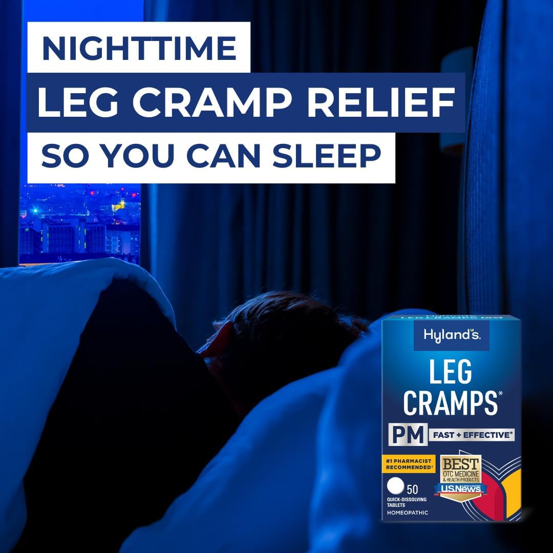 Hyland's Leg Cramps PM, Relief of Nighttime Leg, Calf, and Foot Cramps, 50 Quick-Dissolving Tablets 4-Pack (200 Total)