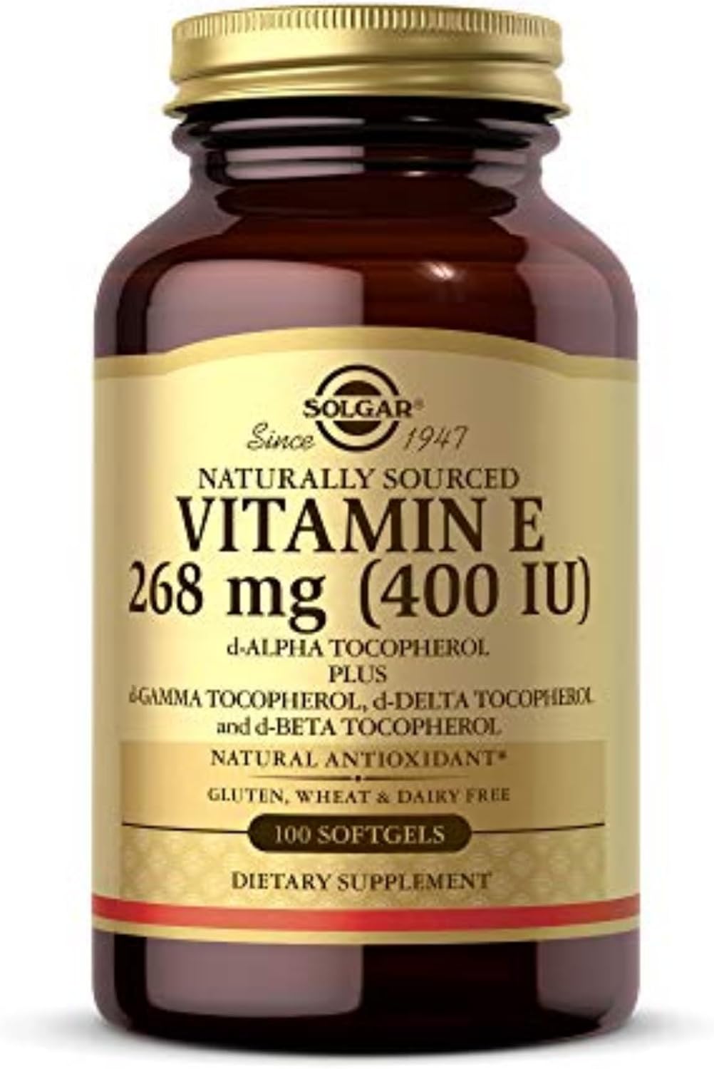 Solgar Vitamin E 268 MG (400 IU) (d-Alpha Tocopherol & Mixed Tocopherols)