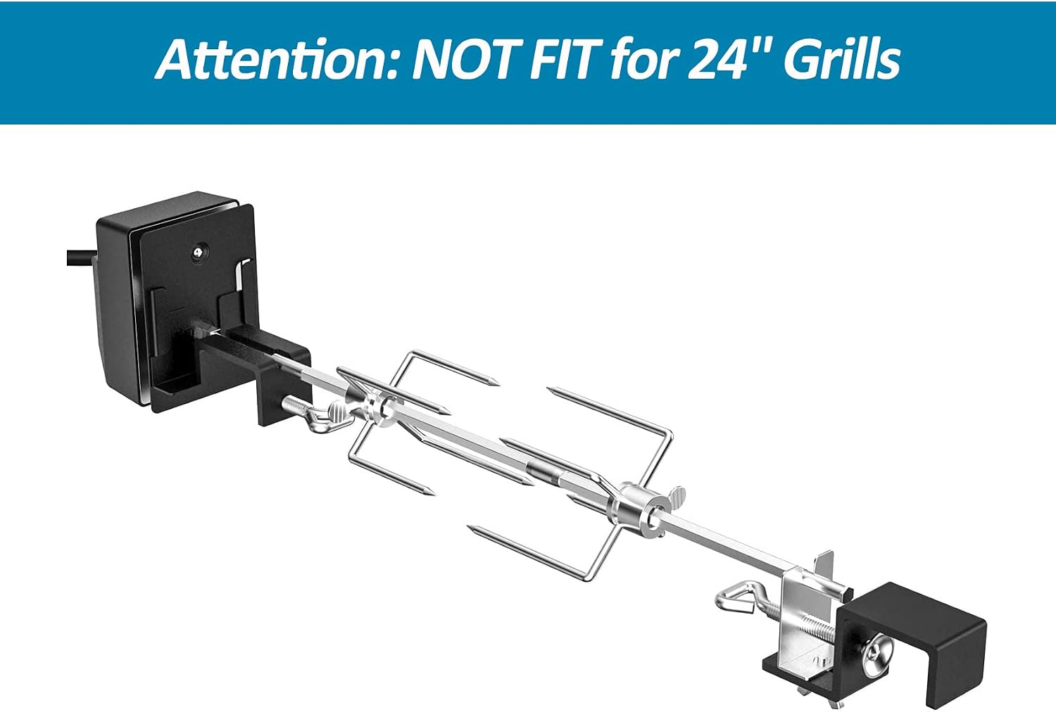 Skyflame Stainless Steel Rotisserie Kit with Heavy Duty Motor