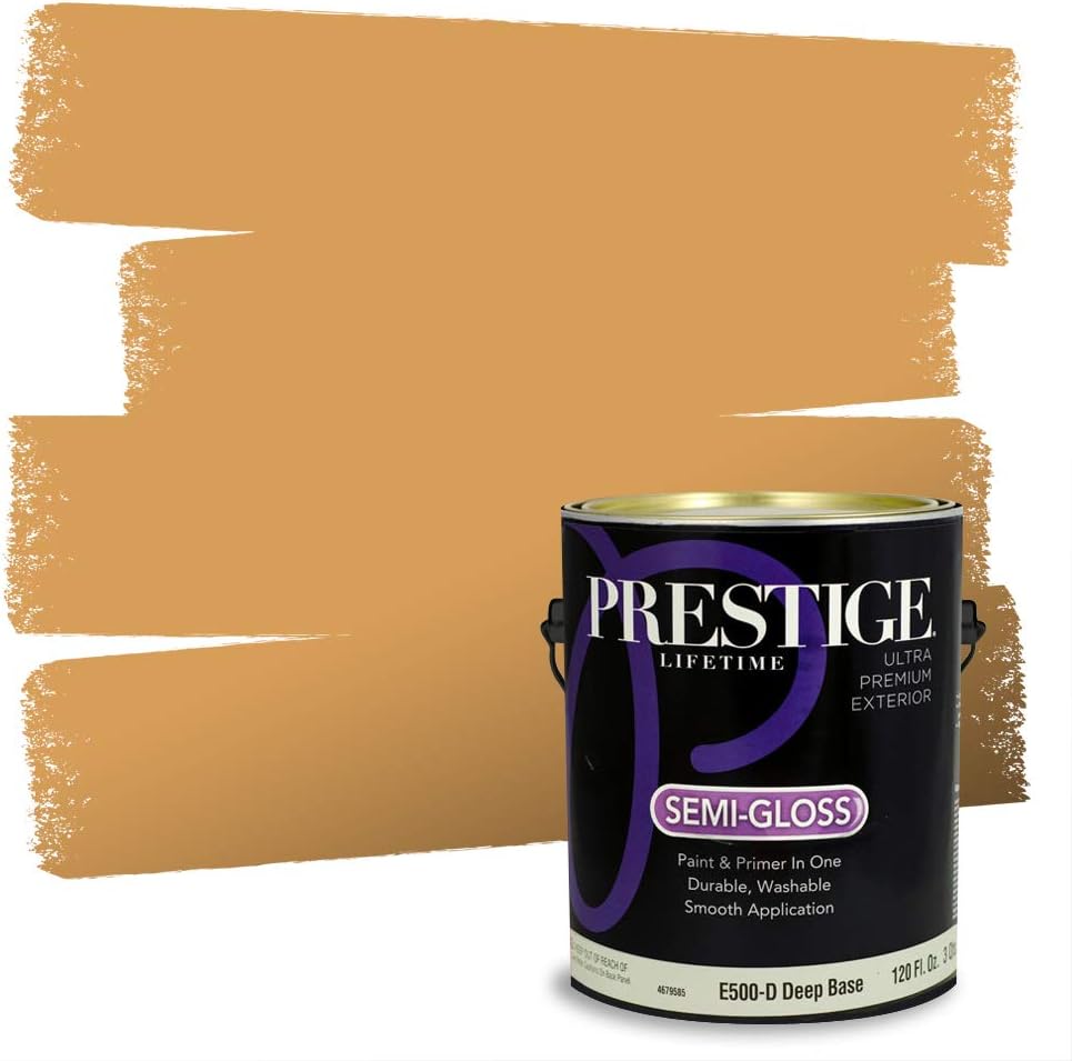 PRESTIGE Paints Exterior Paint and Primer In One, 1-Gallon, Satin, Comparable Match of Sherwin Williams* Cachet Cream*