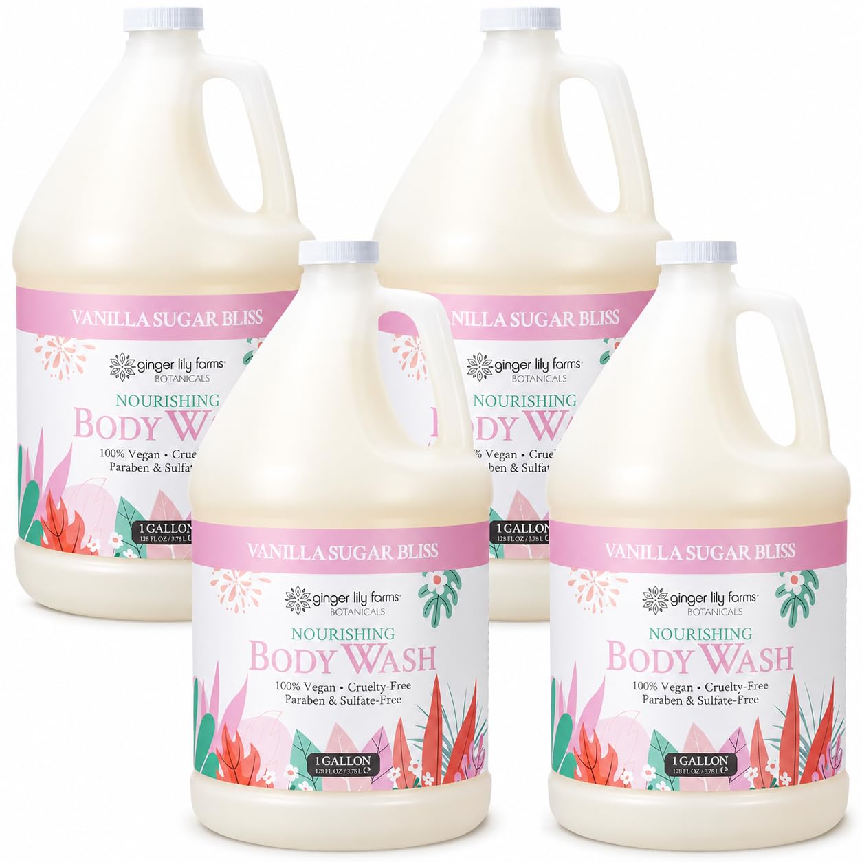 Ginger Lily Farms 1 gal Nourishing Body Wash, Citrus Blend Scent | for Hands, Body & Hair, Moisturizing Wash, Salon Wash, Spa Cleanser, Salon & Spa Essentials, Manicure & Pedicure Supplies