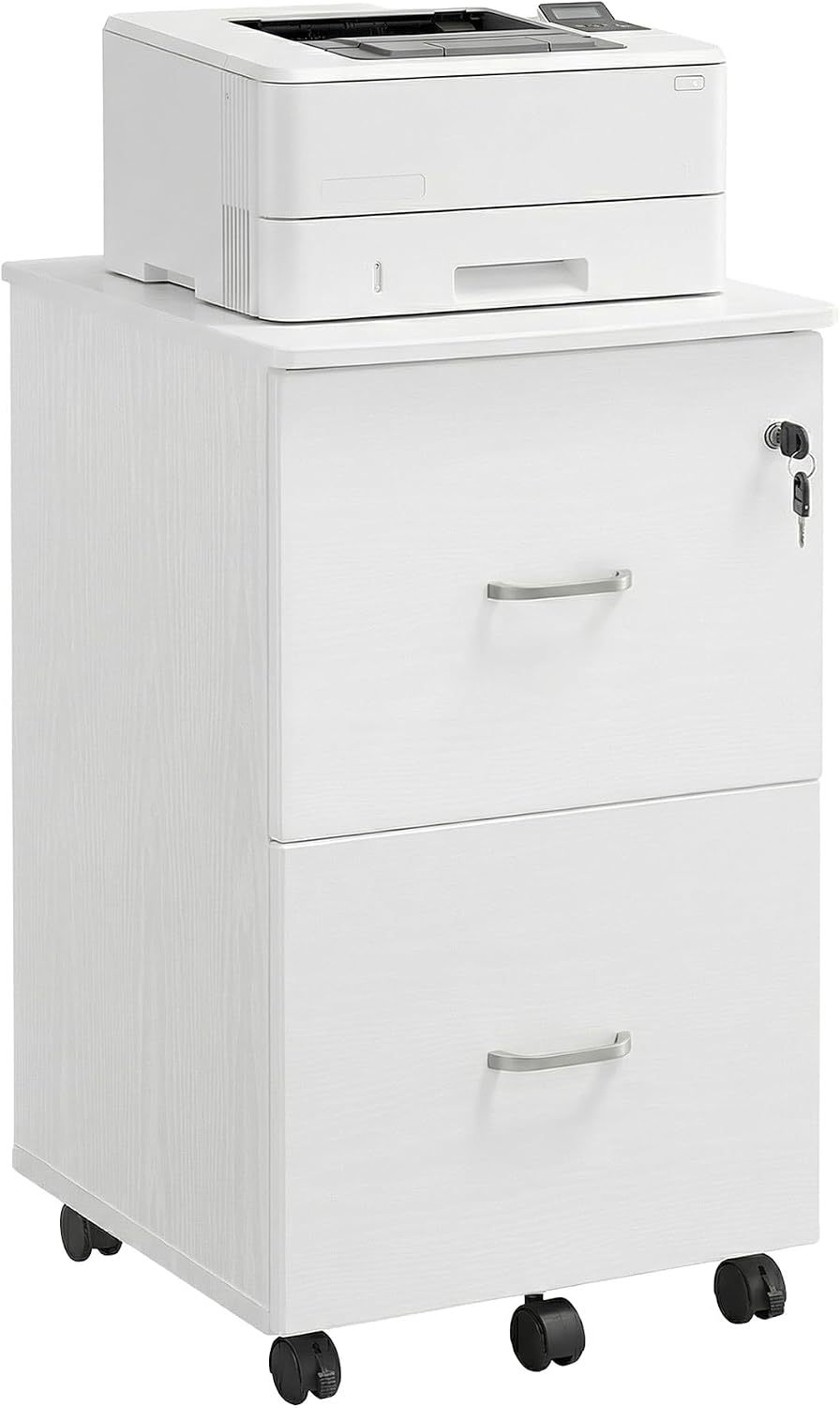 VASAGLE CUSTOS Collection - 2-Drawer File Cabinet, Locking Filing Cabinet for Home Office, Small Rolling Printer Stand, A4, Letter-Size Hanging Files