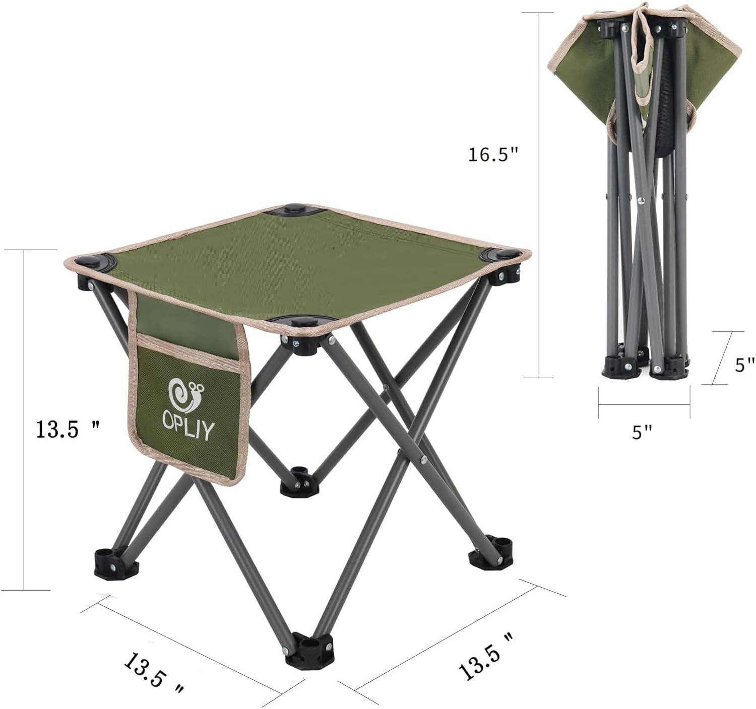 Opliy Camping Stool, Folding Small Chair Portable Camp Stool for Camping Fishing Hiking Gardening and Beach, Camping Seat with Carry Bag (Blue-Leaf)