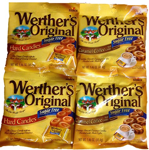 Werther's Original Sugar Free Hard Candies Bundle - Hard Candy & Caramel Coffee Flavored, Individually Wrapped Sugar-Free Treats for Halloween
