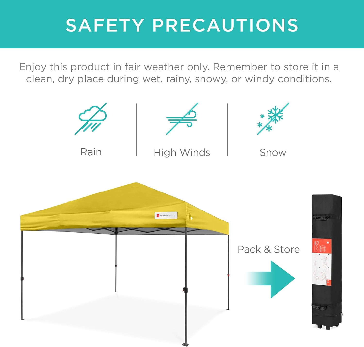 Best Choice Products 10x10ft Pop Up Canopy Tent, Outdoor Shade, 1 Person 1 Minute Set Up, Carry Case, 4 Weight Bags - White