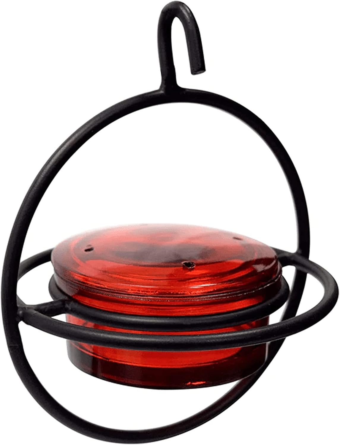 Monarch Abode Hanging Hummingbird Feeders for Outdoors – Single Handcrafted Hanging Glass Hummingbird Feeder with Red Bowl & Perch