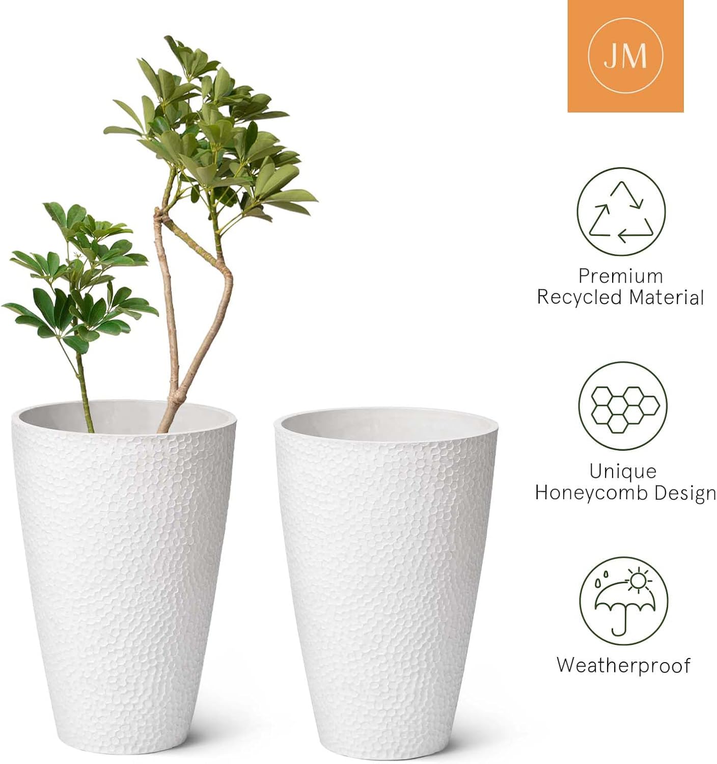 LA JOLIE MUSE Tall White Planter for Indoor Plants,20 Inch Tall Round Planter, Modern Flower Pot Containers,Large Decorative Tree Plant Pot,1 Pack